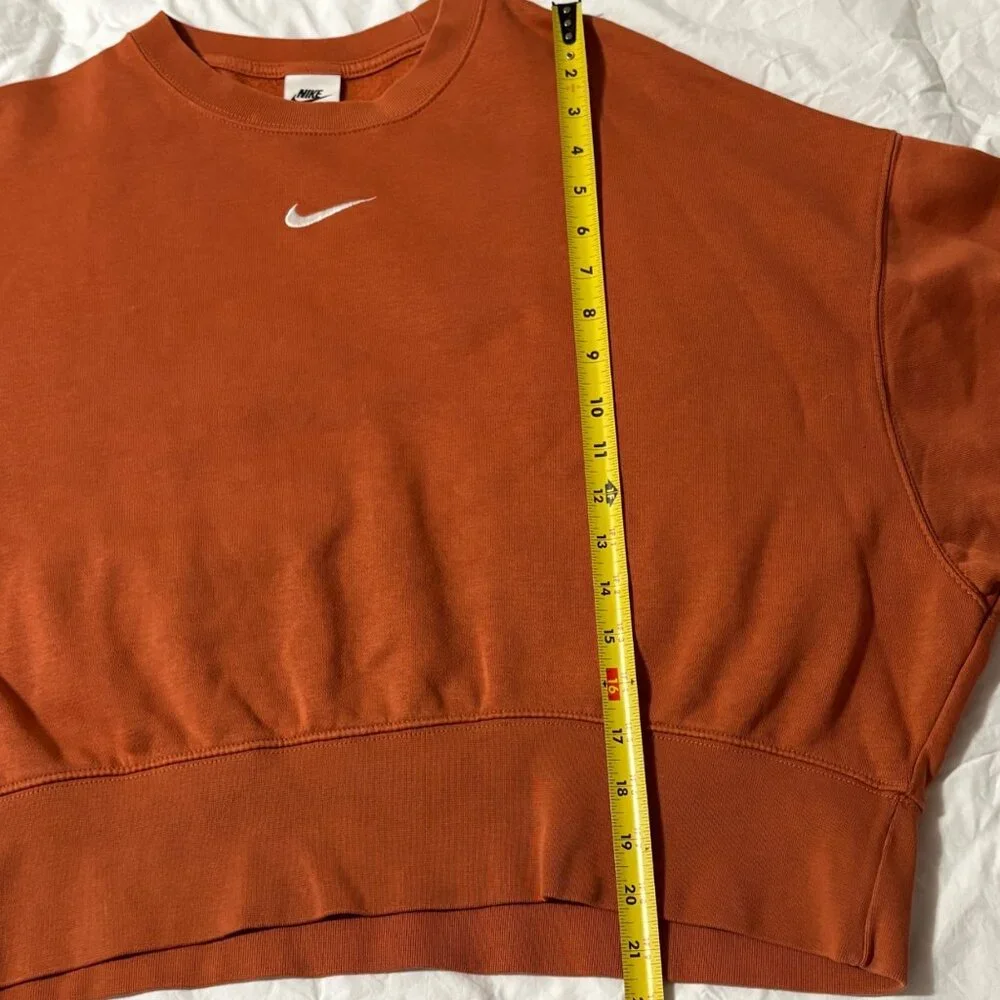 Nike Burnt Orange Oversized Cropped Crewneck Sweatshirt Cotton Blend Pullover XS - Picture 10 of 10